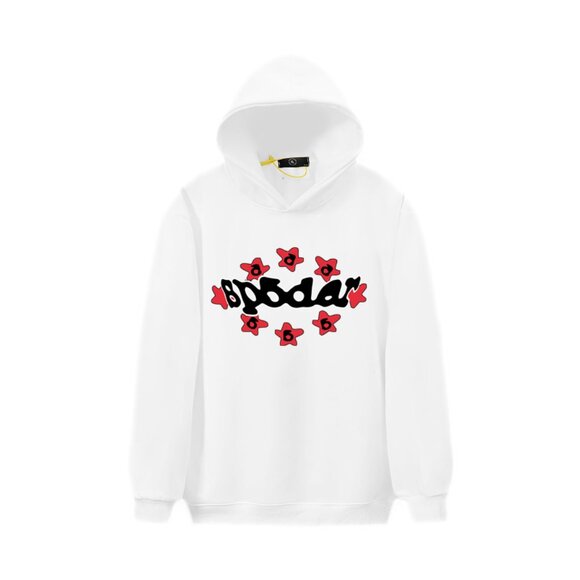 Men's Sp5der Printed White Hoodie - Picture 1 of 3